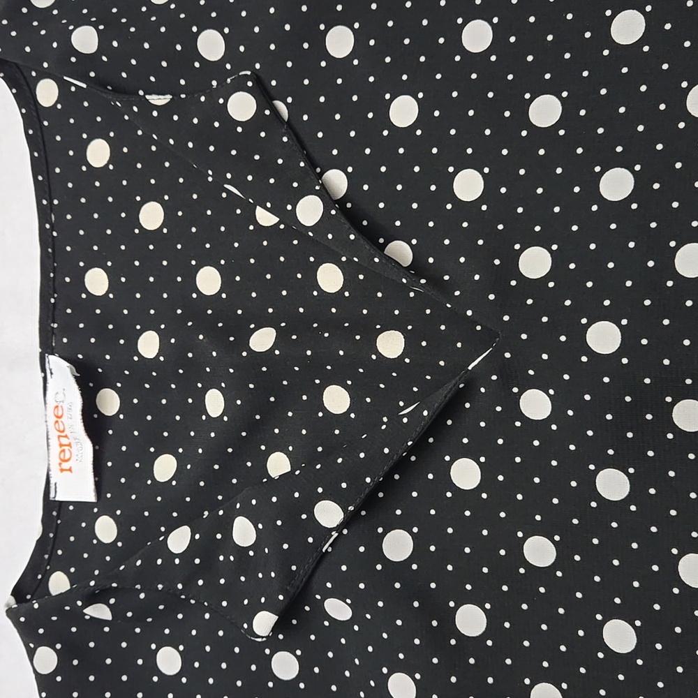 reneeC Quarter sleeve Sleeve Black and White Polkadot Blouse Size M‎ - Picture 5 of 11